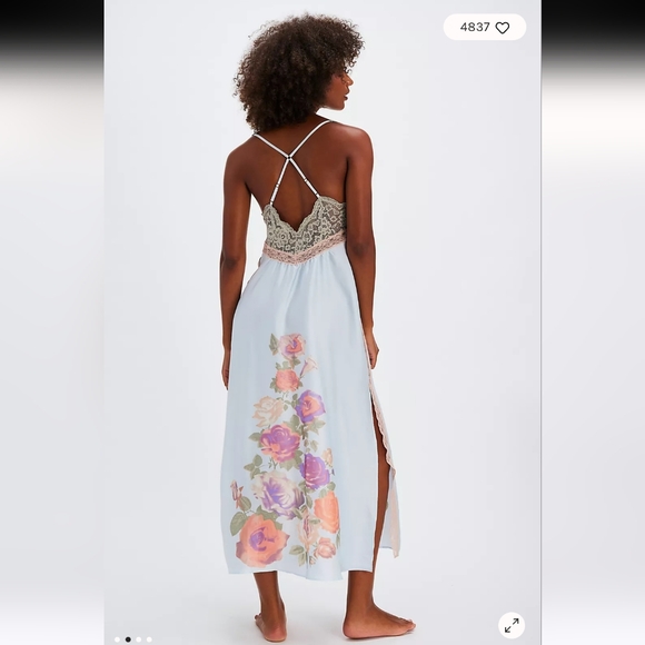 Free People Intimates Just Dreamy Maxi Slip Floral Lace Nightgown Dress Nightie - Picture 3 of 10